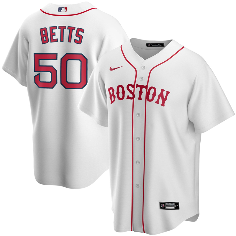 2020 MLB Men Boston Red Sox #50 Mookie Betts Nike White Alternate 2020 Replica Player Jersey 1->boston red sox->MLB Jersey